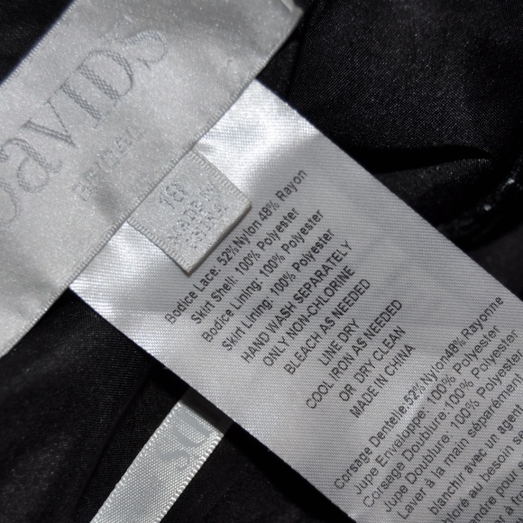 New DAVID'S BRIDAL Black Lace Bodice Long Gown NWT - Picture 6 of 7